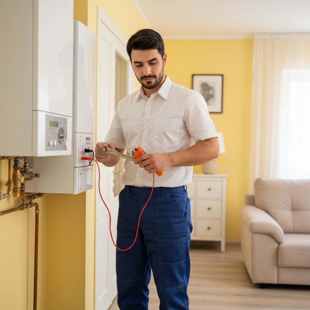 Engineer repairing appliance