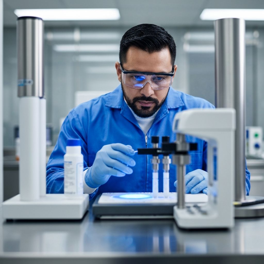 Expert technician performing diagnostic testing